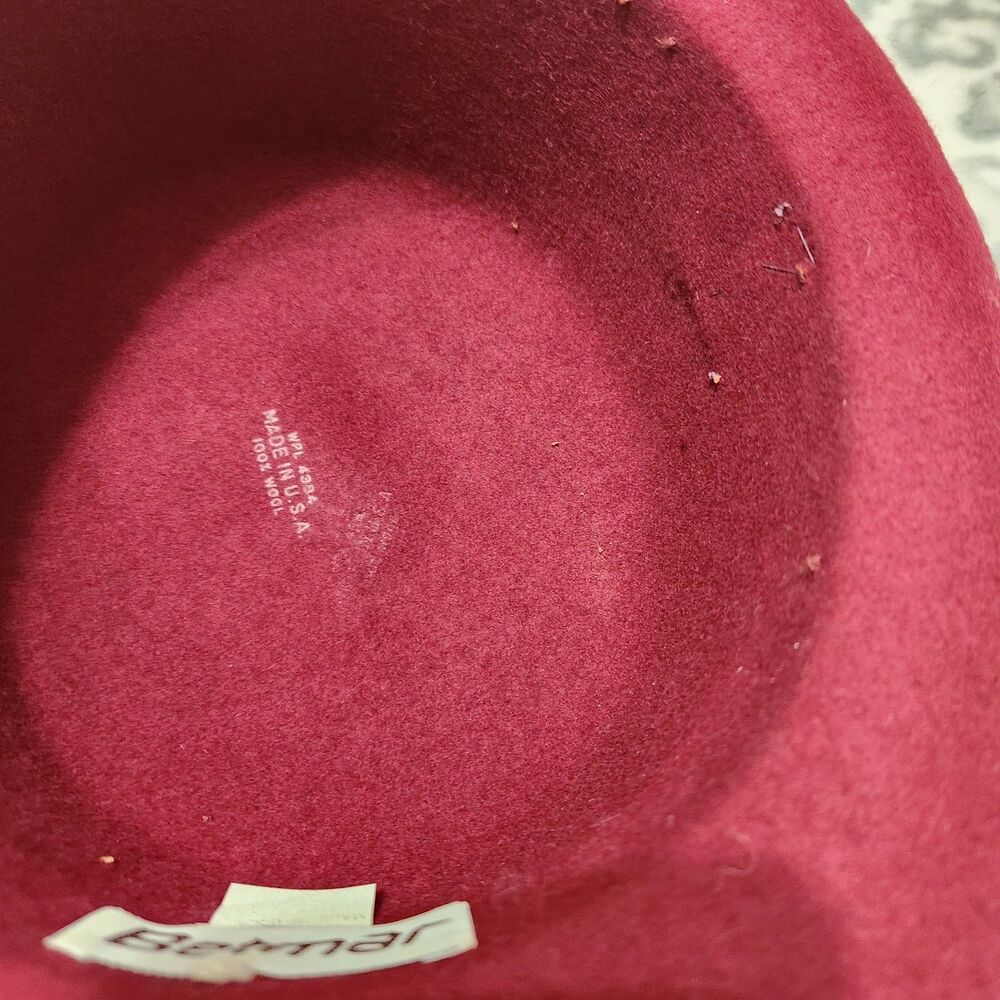 Betmar Hat Womens Burgundy Color 100% Wool - Picture 13 of 14